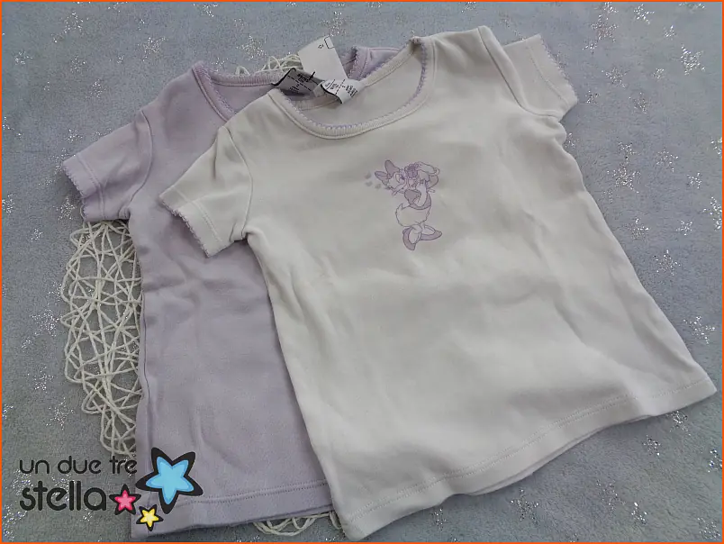 5882/23 - 2a 2x maglietta intima bianco lilla DISNEY PAPERINA