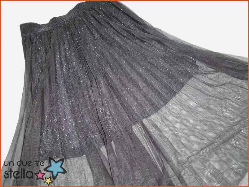 1319/24 - Tg.S/M gonna nera argento pieghe tulle