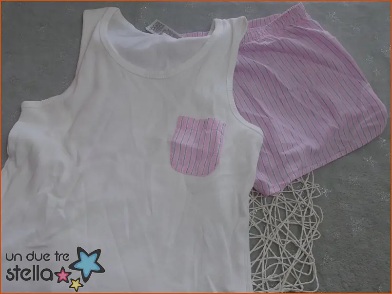 3855/24 - 12a pigiama corto bianco rosa YAMAMAY