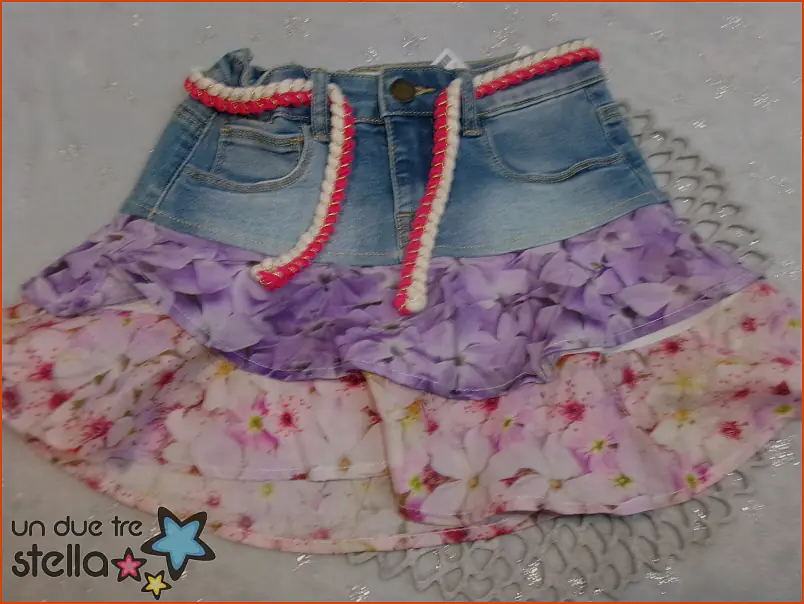 5496/26 - 7/8a gonna jeans tulle fiori DESIGUAL