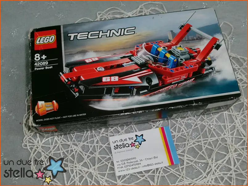 205/24 - LEGO TECHINC 42089 - Motoscafo da corsa - 174pz - CON SCATOLA E ISTRUZIONI - manca 1 pz