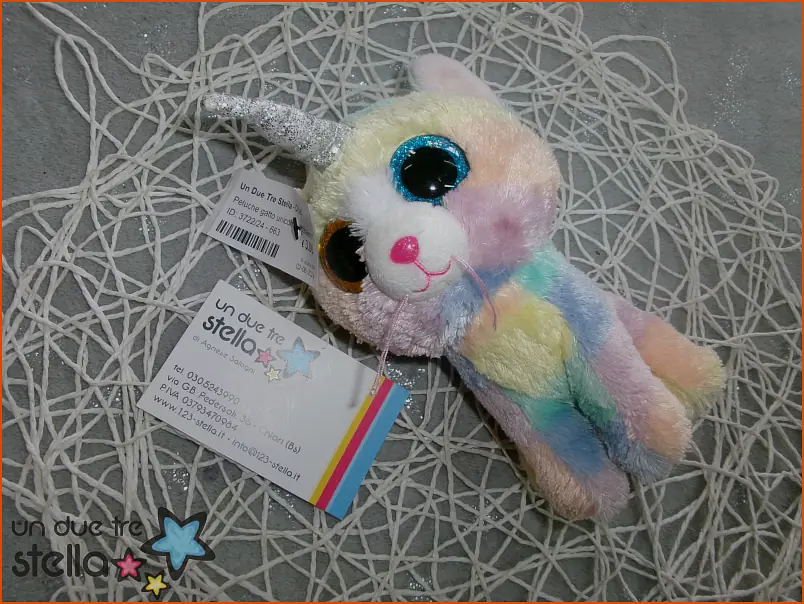 3722/24 - Peluche gatto unicorno arcobaleno 14cm TY