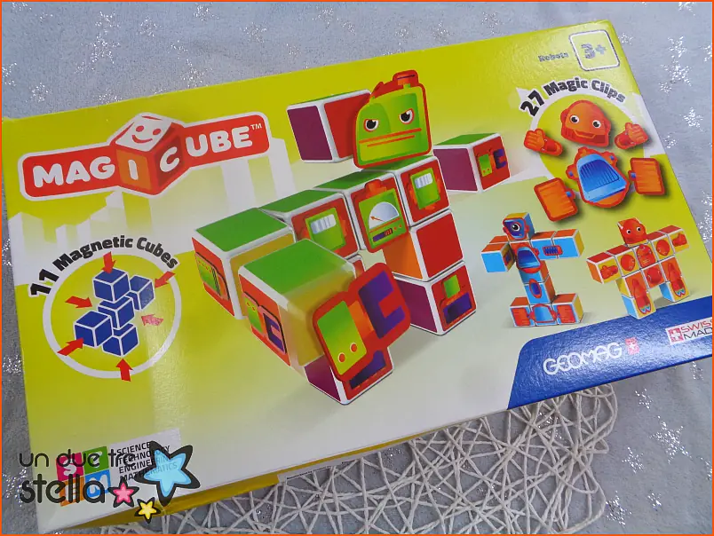 6658/23 - GEOMAG Magic Cube Robots 11pz Cubetti 27pz clip magnetiche NUOVO!