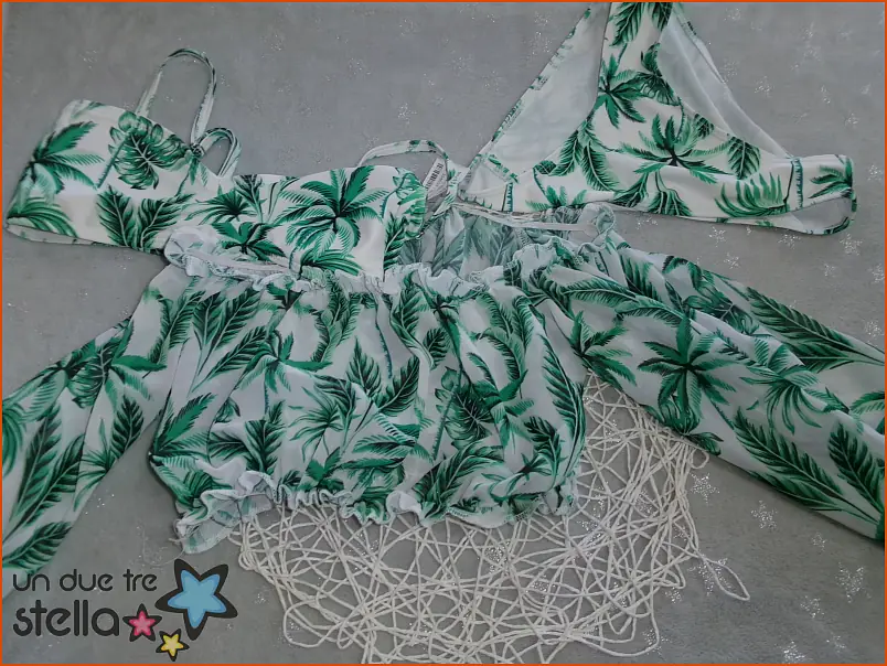 3546/24 - 10a bikini bianco palme SHEIN + maglia copricostume